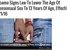 Obama has Signed a Law to Allow Sex From 13 Years of Age