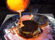 Molten Copper Being Caked Over a Big Mac at McDonalds