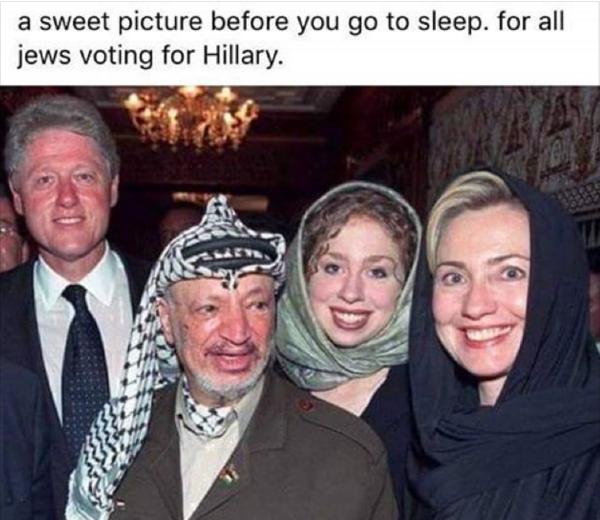Clinton’s Family Posing with PLO Leader Yasser Arafat