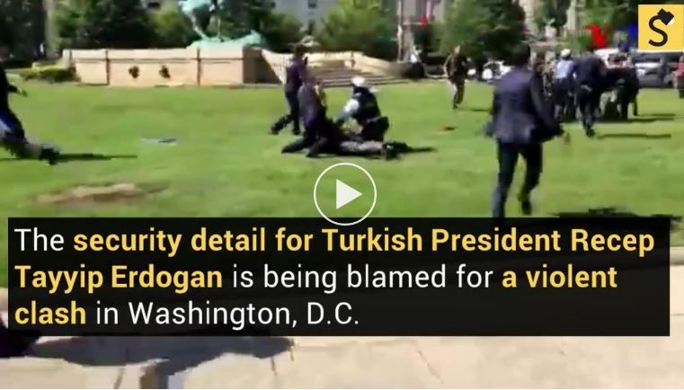 Beastly Attack during visit of Turkish President to the United States
