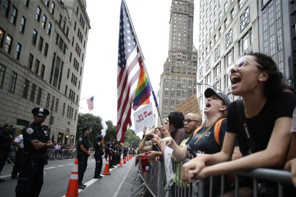 Demonstration in New York City after the arrival of Trump