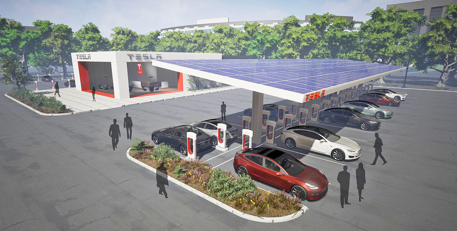 Supercharger of Tesla come online with rest stops in California