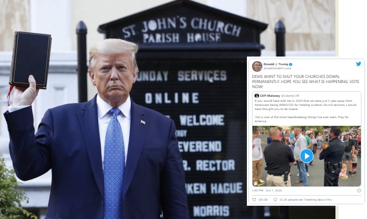 Trump has literally saved Christianity but Democrats need to close all Churches
