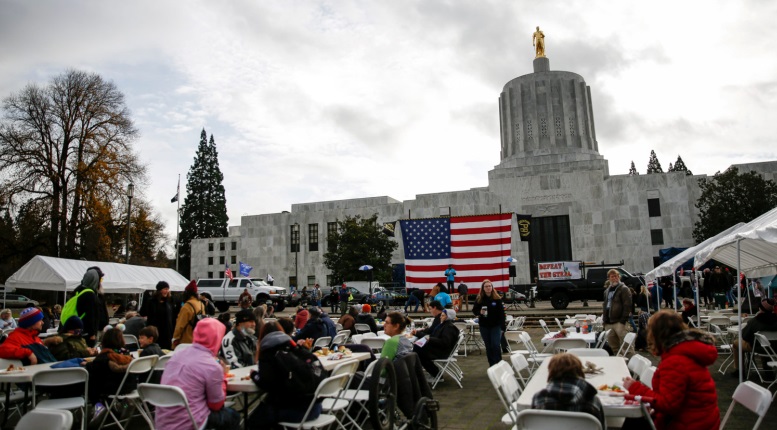 Defeat the Steal Defy the Lockdown Rally for Thanksgiving Meal in Oregon