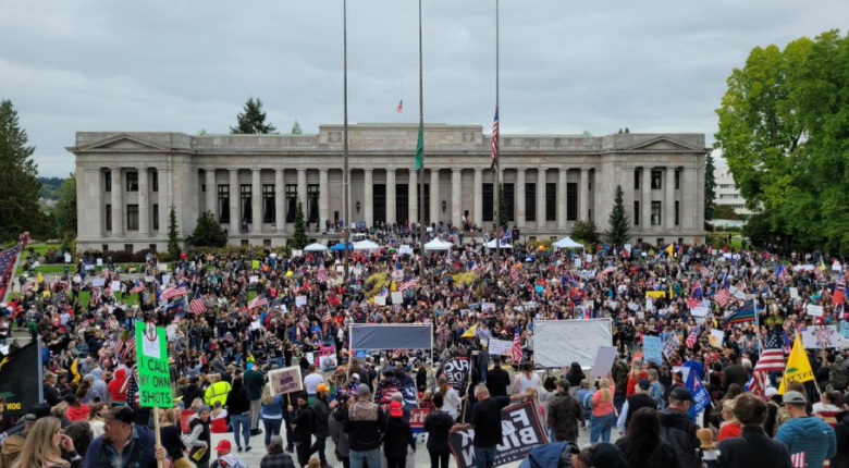 Protesters gathered outside Capitol Building in Washington against Vaccine Mandate