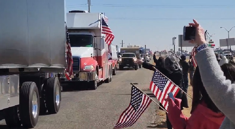 A Group of Truckers “People’s Convoy” appeared in California demanding Freedom